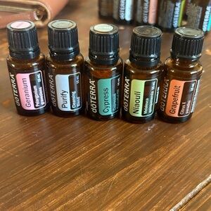 Doterra Assorted Essential Oil Set - Pink, Blue, Green, Yellow, Orange Labels
